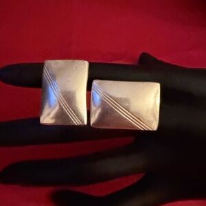 Geometric Vintage Sterling Silver Clip On Earrings